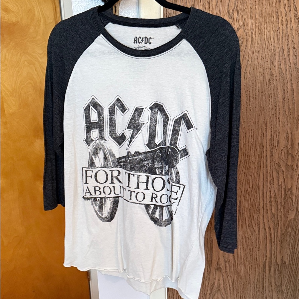 AC/DC Men’s 3/4 Sleeve Tee - Black and White